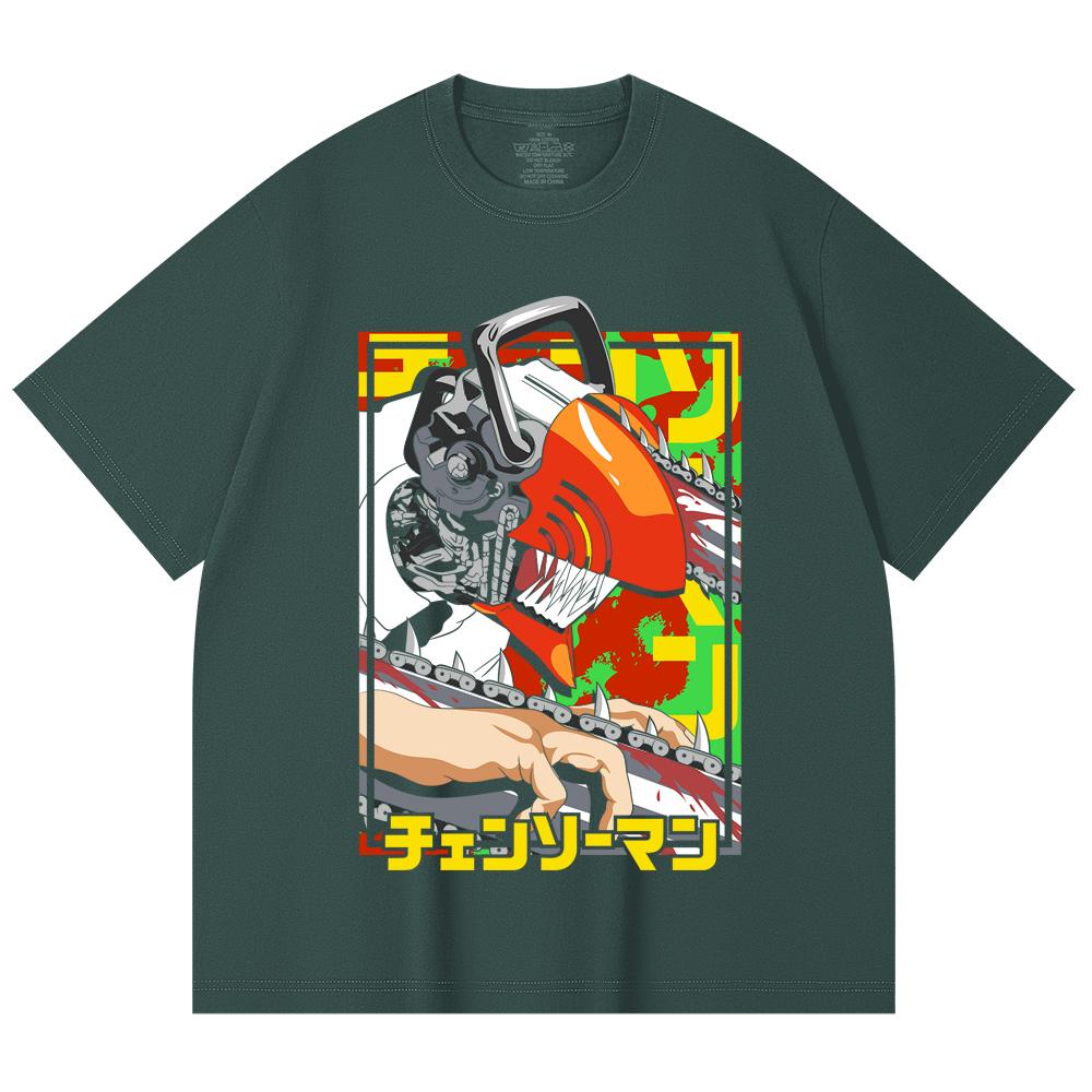 230 Gsm 100% Cotton Chainsaw Man V5 Denji Print Unisex Heavy Cotton T Shirt