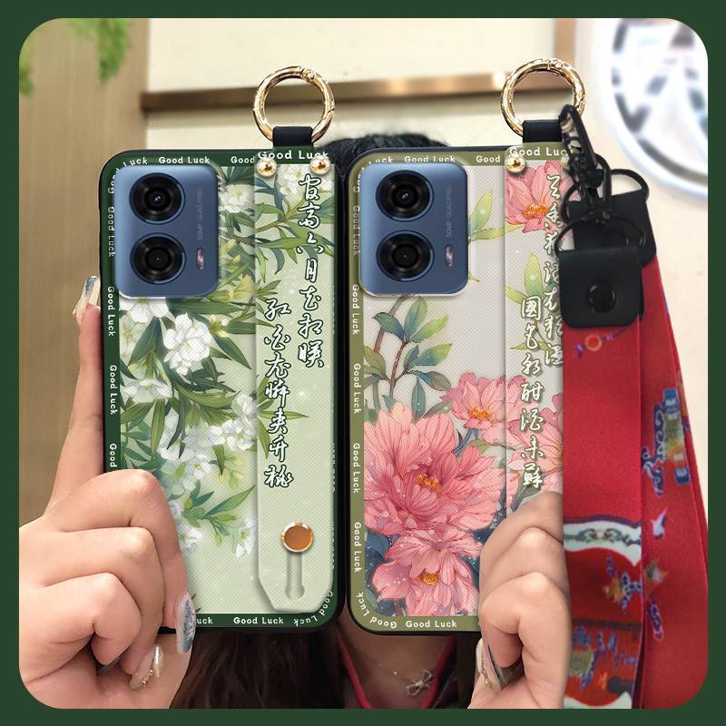 Пылезащитный ремешок на запястье Чехол для телефона для MOTO G24 Power Шнурок для мамы Прочный браслет Модная подставка Силиконовое кольцо