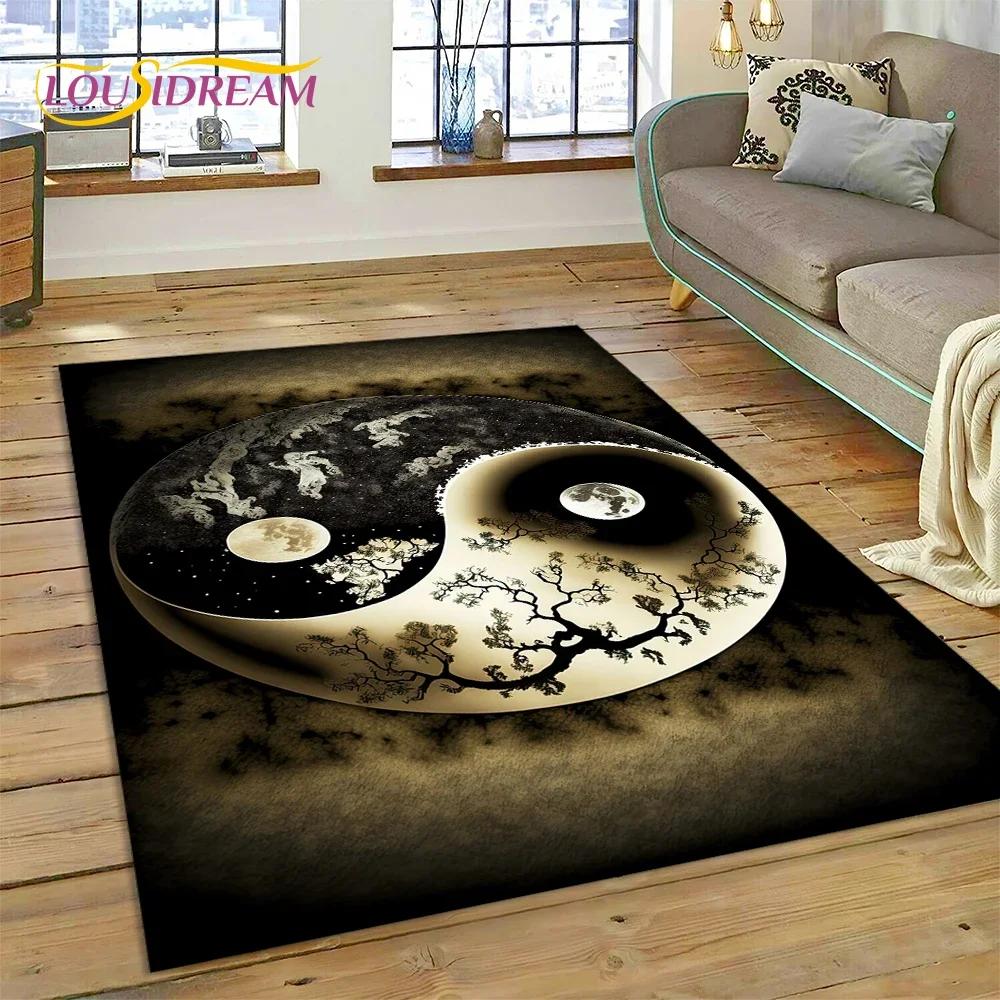 HD Природа Инь Ян 3D Китайский Тай Чи Багуа Ковер для Гостиной Спальни, Нескользящий Декор для Дивана Придверный Коврик Подарок
