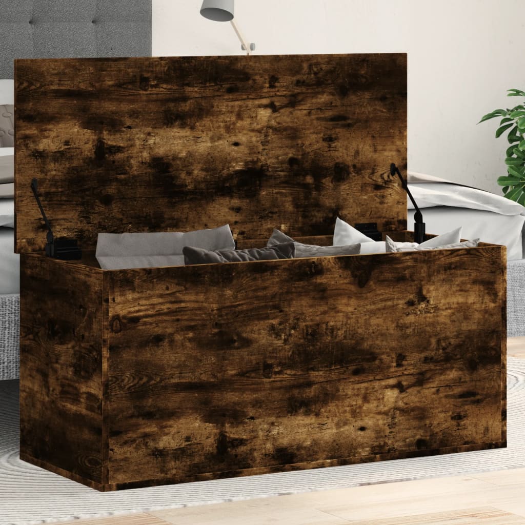 Vidaxl Skrzynia, Przydymiony Dąb, 100X42X46Cm, Materiał Drewnopochodny
