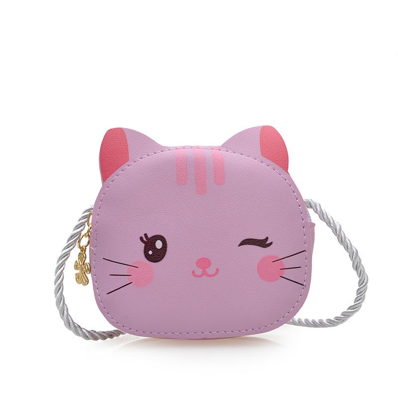 Cute Cartoon Kitten Color Block Kids' Crossbody Coin Purse and Shoulder Bag