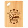 Planche À Découper / Plateau Apéro - PLANETEE - Meilleur Quand Sofiane Cuisine - Bambou - 30 X 20 X 1 Cm - Gravée, Trou 24 Mm
