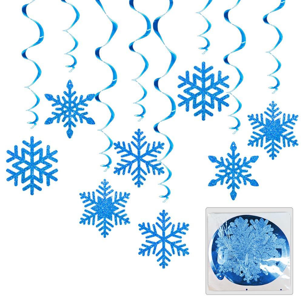 8pcs Swirl Snowflake Hanging Ornament Ceiling Streamers Spirals Hanging Accent  Christmas Tree