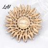 Metal Flower Brooch Retro Rhinestone Sunflower Pin with Lapel Pin Floral Faux Pearl Embellished Pearl Badge for Women