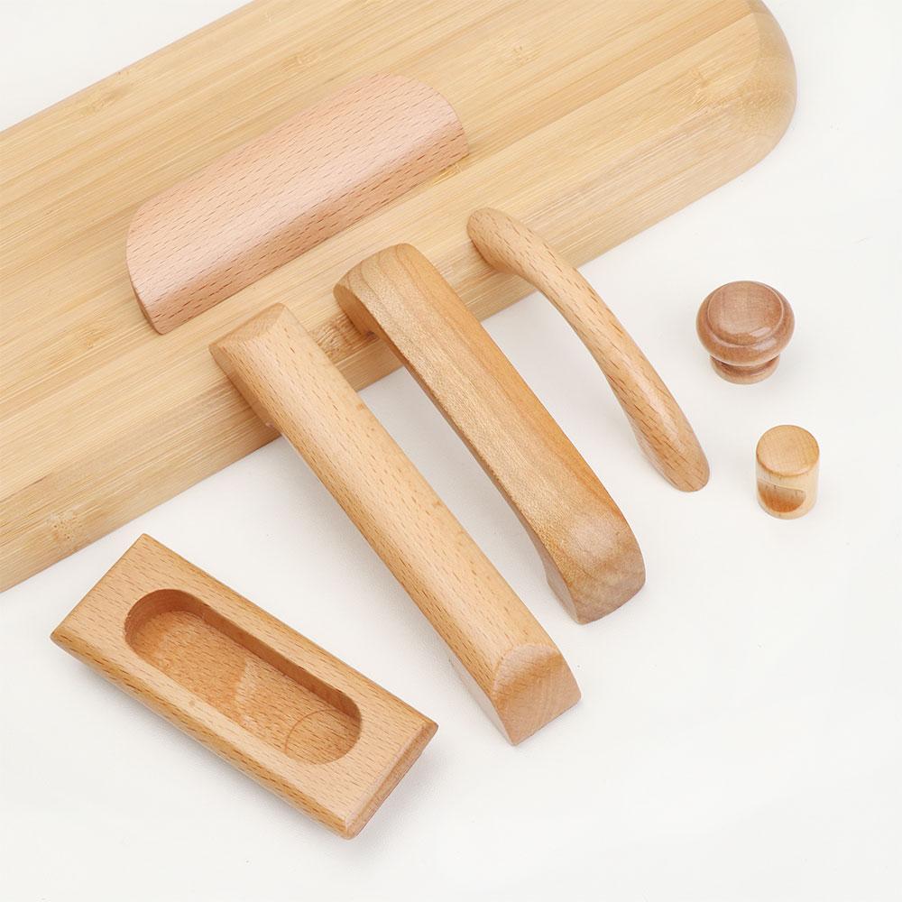 8 Styles Solid Safety Wooden Cabinet Knob Drawer Wood Handles Furniture Hardware Pull Handle Knobs
