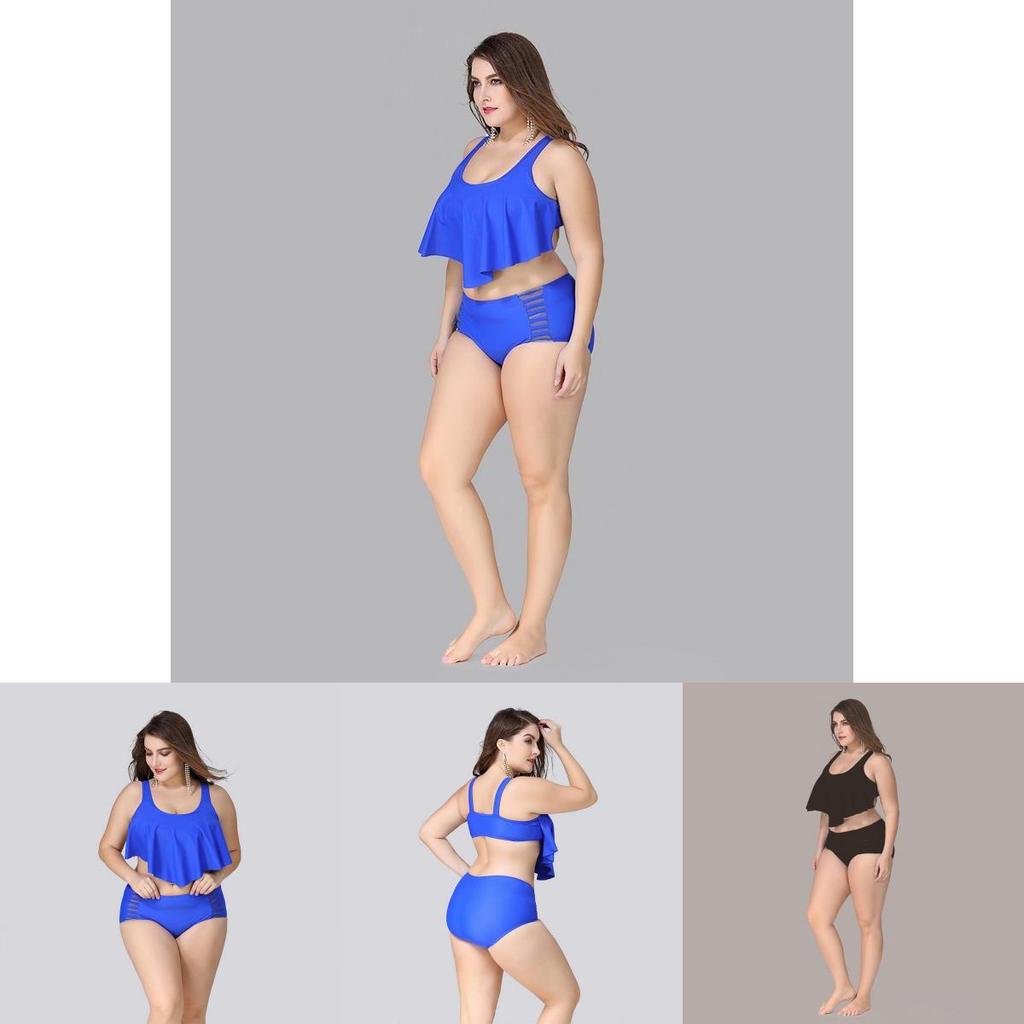 Calofe Sexy Ruffle Bikini Set Large Size For Chubby High Waist Women With Luxurious Fit