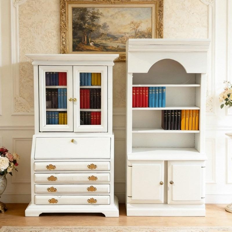 Книжная полка Миниатюрный деревянный шкаф для кукольных домиков Спальня Гостиная Декор DIY Поделка Мебель для крошечного дома
