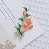 Exquisite Enamel Peach Fairy Brooch - Elegant Fruit Corsage Pin