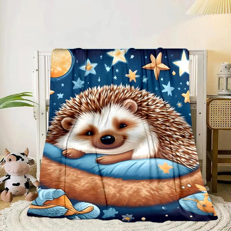 Sleepy Hedgehog Dreams Blanket Flannel Blanket for bed, sofa, Camping, Hiking, Picnic Essentials, gift for family Fan gifts