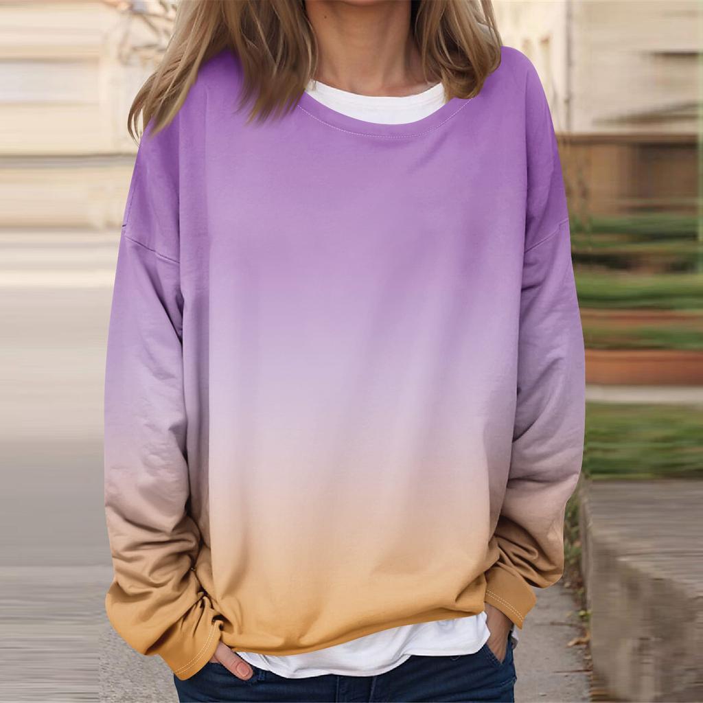 Женская повседневная модная винтажная печатная толстовка с длинным рукавом и круглым вырезом, многослойный пуловер