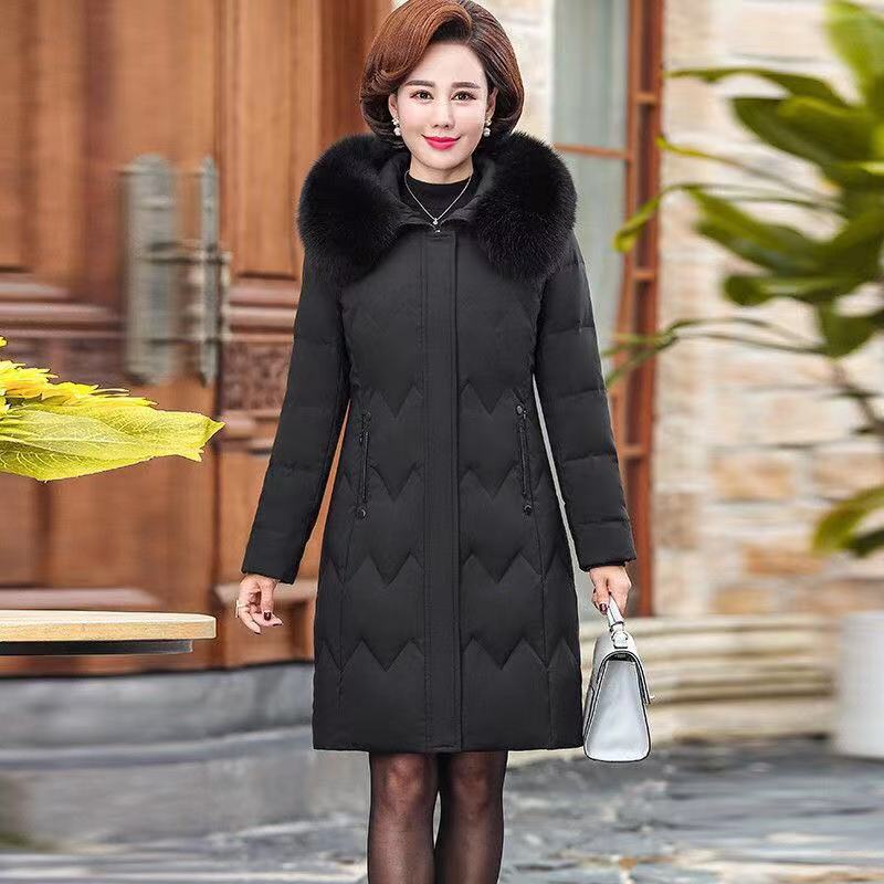 Пуховик для мам среднего возраста с хлопковой подкладкой, пальто с капюшоном, парки для женщин, зима