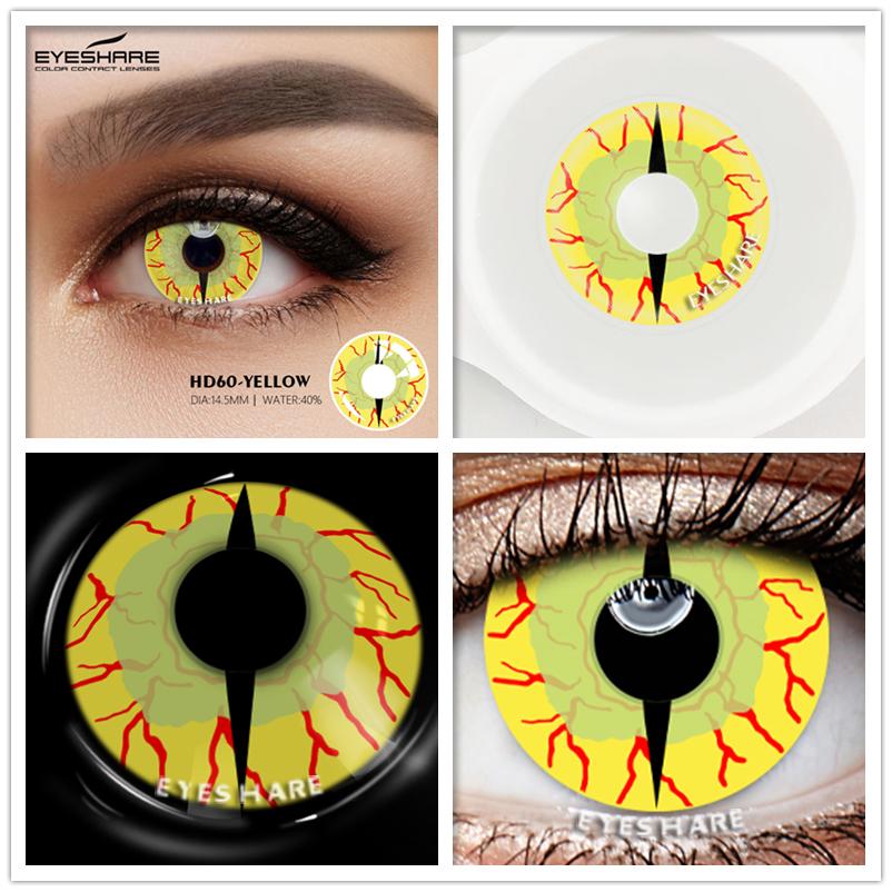 Eyeshare Цветные контактные линзы для глаз, 1 пара, цветные линзы для косплея в стиле аниме, синие, красные линзы для Хэллоуина, контактные линзы, косметический макияж