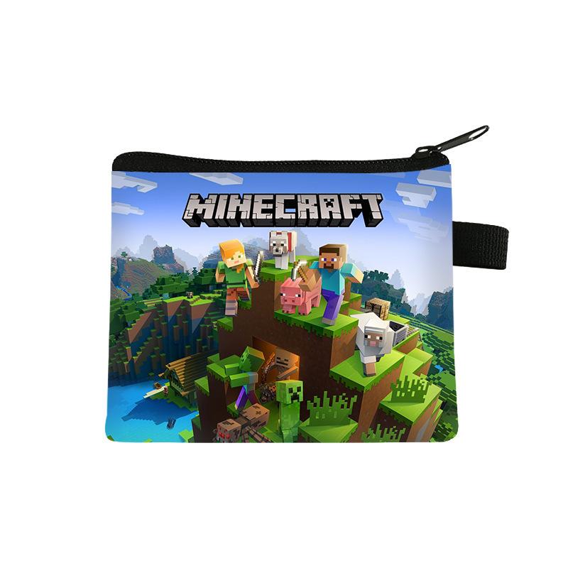 Детская сумка для мелочи Minecraft Милый мультяшный кошелек для карт Студенческая полиэстеровая сумка для хранения