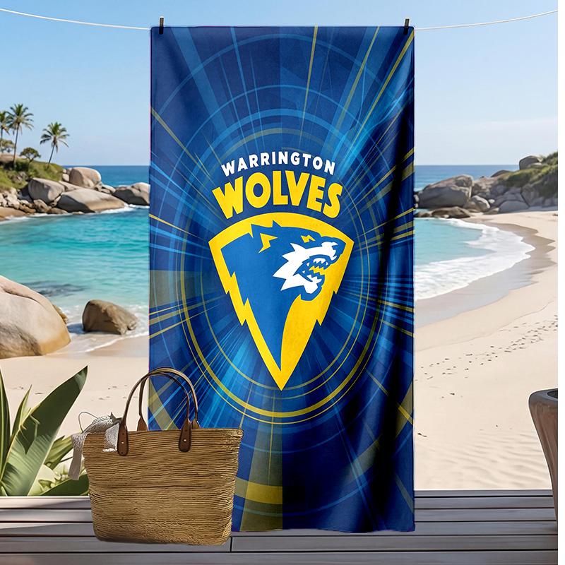 Warrington Wolves Print Beach Towel Soft Portable Quick?dry Towel For Pool Summer Vacation Outdoor Sport