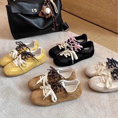 Су Иньинь имеет тот же стиль, корейские женские высокие~ 2025 ретро шнурки-мандаринки повседневная обувь спортивная тренировочная обувь женские туфли Форреста Гампа