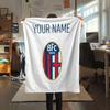 Custom Name,Bologna FC Printed Flannel Blanket, soft throw for bedroom sofa, washable, Christmas present, great gift.