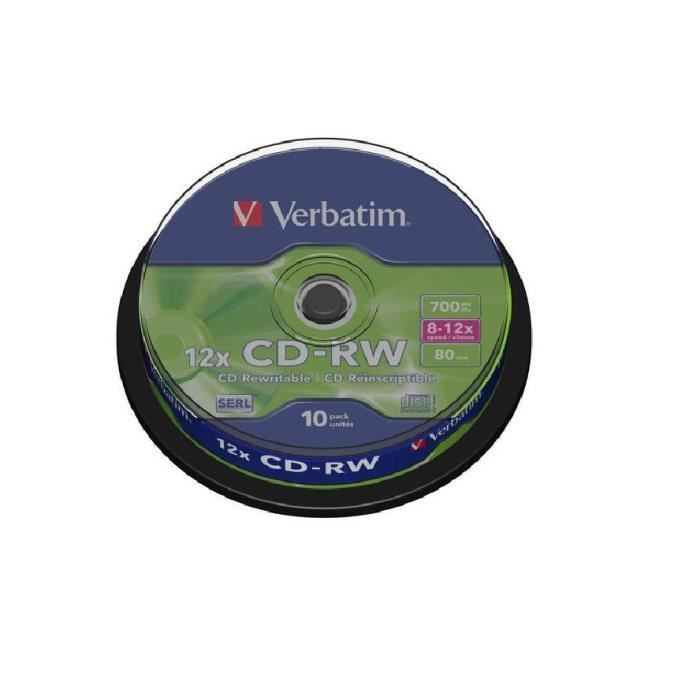 CD-RW VERBATIM Datalifeplus - 700 Mo 10x - Lot De 10