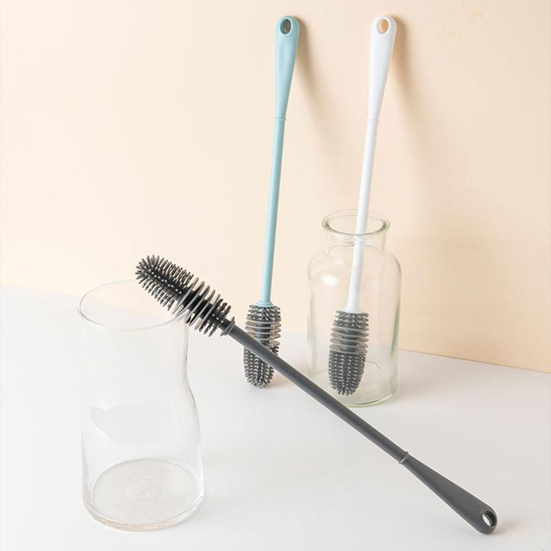 Мягкая щетка для бутылок, изоляционная чашка, сгибаемая головка щетки, моющая, без тупиков, длинная ручка, силиконовая щетка для чистки, бытовой инструмент