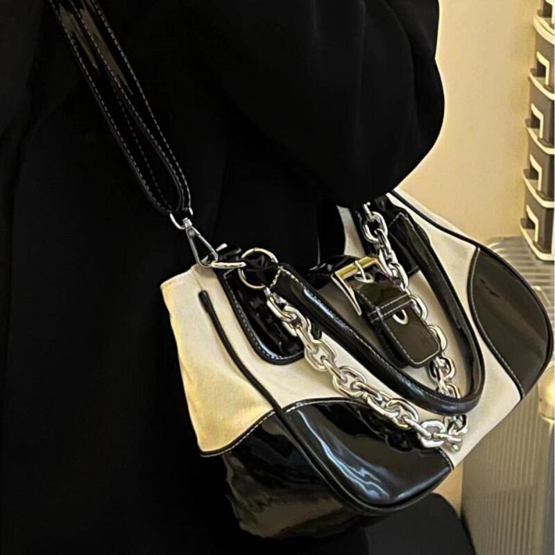 Новые модные женские сумки через плечо, милая крутая ретро-сумка с серебряной цепочкой, панельная корейская стильная продвинутая сумка для отдыха, универсальная сумка через плечо