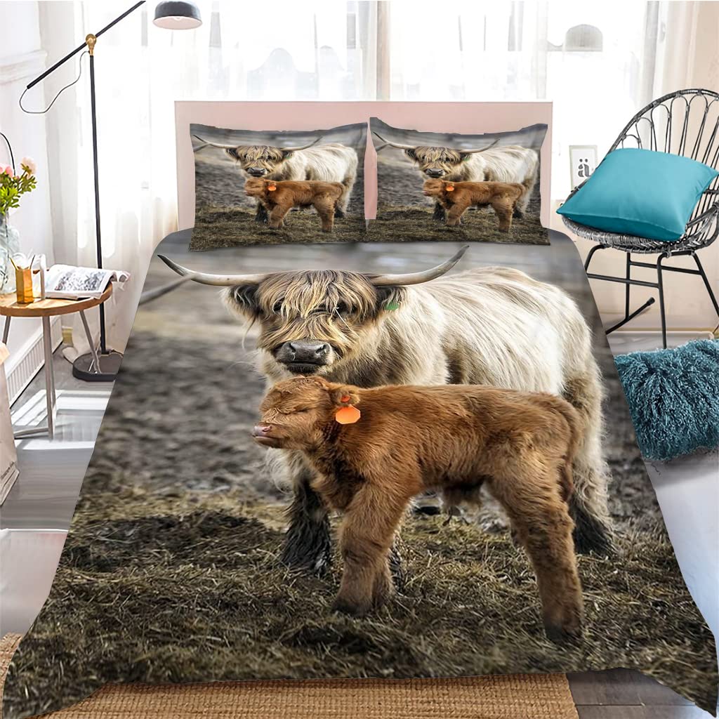 Комплект постельного белья Funny Sheep King Queen с изображением животных из фермы, пододеяльник с белыми маленькими овечками, 2/3 предмета из полиэстера, пододеяльник