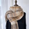 Plaid Scarf - Premium Soft Warm Knit Shawl with Earthy Tones, Vintage Modern Design for Winter Fashion & Layering, Durable Cozy Accessory