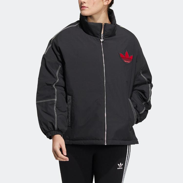 adidas Originals x Miffy Trefoil Logo Хлопковая спортивная одежда с воротником-стойкой Женская спортивная одежда черного цвета IM1702