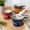 Керамическая миска с ручкой Многофункциональная форма для выпечки Духовка Микроволновка Ручная работа Французская посуда Кофейная чашка Миска для завтрака с хлопьями