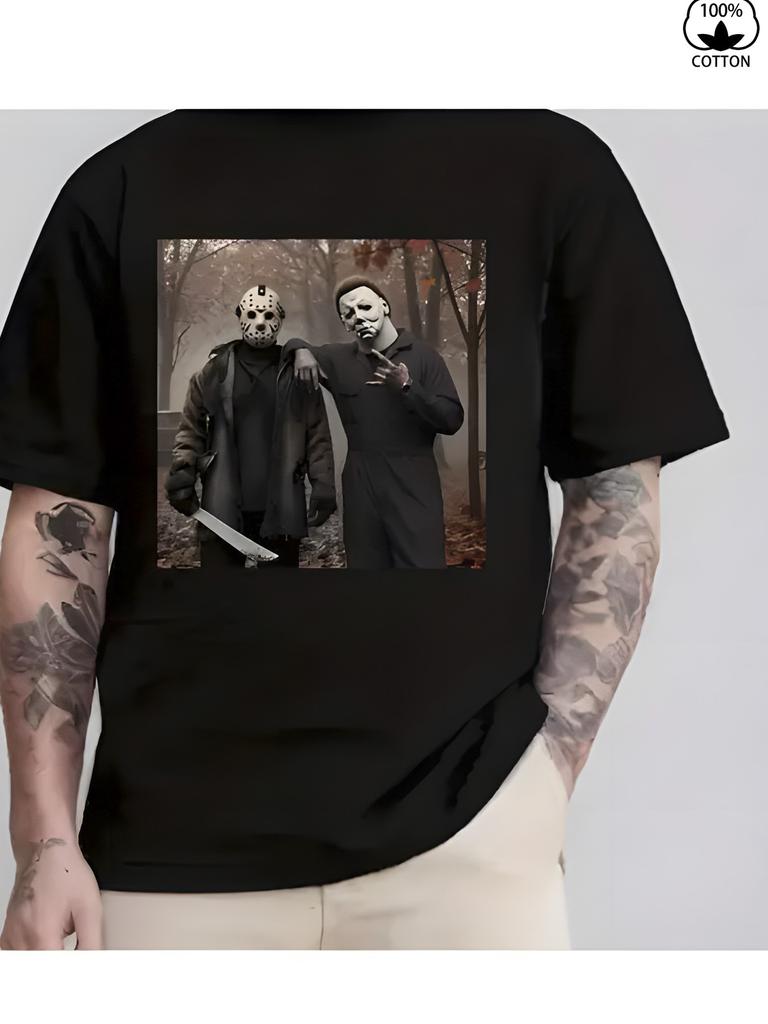Футболка мужская Heavyweight Graphic T-Shirt - черная повседневная футболка с круглым вырезом и коротким рукавом с уникальным принтом
