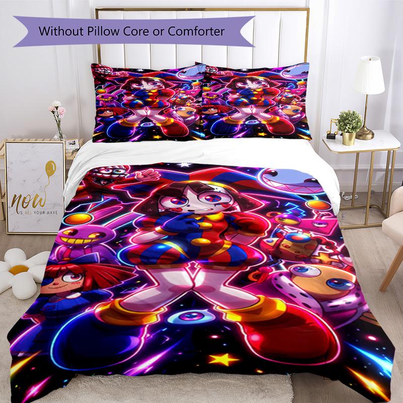 Digital Circus Bedding Set Breathable Duvet Cover with Pillowcases Decorative Bed Linen for Bedroom Home Decoration Birthday Gift