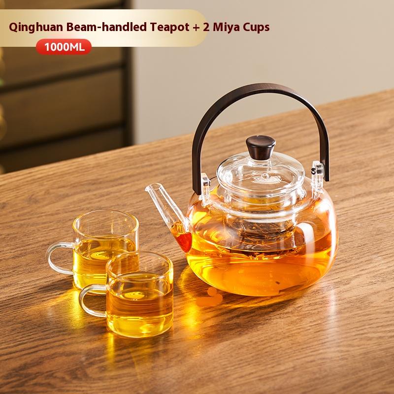 Gianxi Glass Teapot Home High Temperature Resistant Kettle Hammer Pattern Beam Teapot Tea Set Health Teapot Teapot