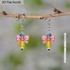 2D Flat Pink Bow Pencil Pattern Acrylic Dangle Earrings Teacher's Day Thanksgiving Gift Graduation Back To School Jewelry