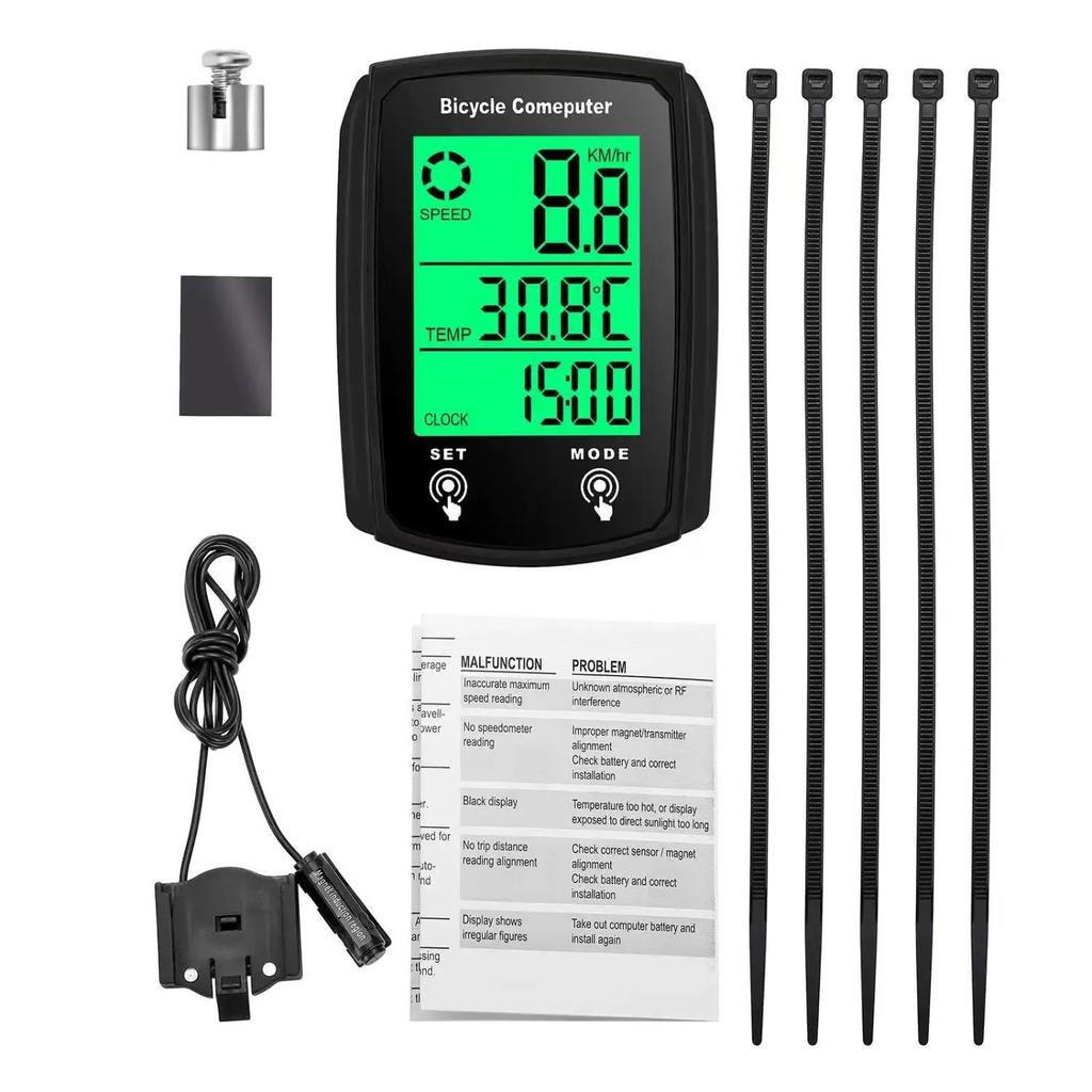 Wired Bike Computer 19 Functions Touch Bike Speedometer Odometer Waterproof Bicycle Computer with Backlight Bike Speedometer 7