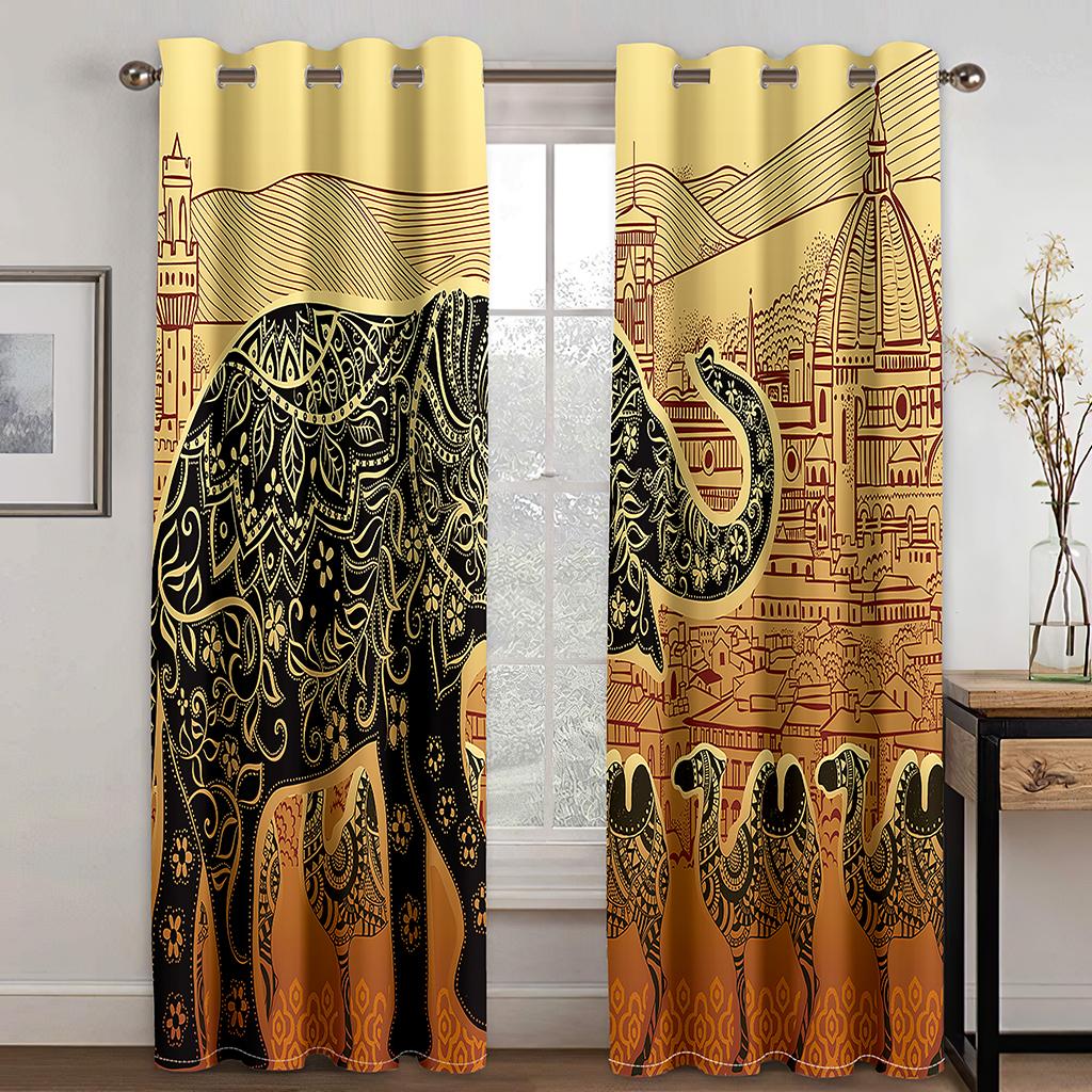 2 шт. бесшовные этнические узоры африканская ткань принт ацтекский дизайн Pod карман занавеска для гостиной спальни столовой кухни