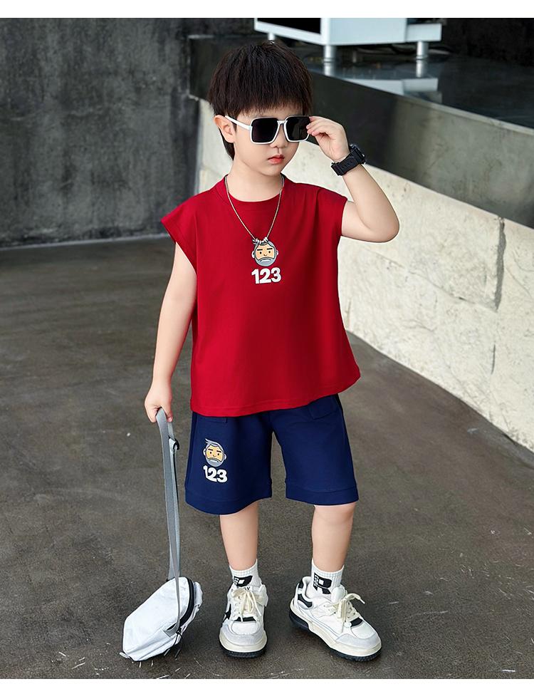 Boys' summer vest set 2026 new children's clothing Korean style boys' summer clothing boys' baby thin sleeveless clothes
