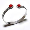 Italian Red Coral Gemstone 925 Silver Plated Handmade Jewelry Cuff Bangle