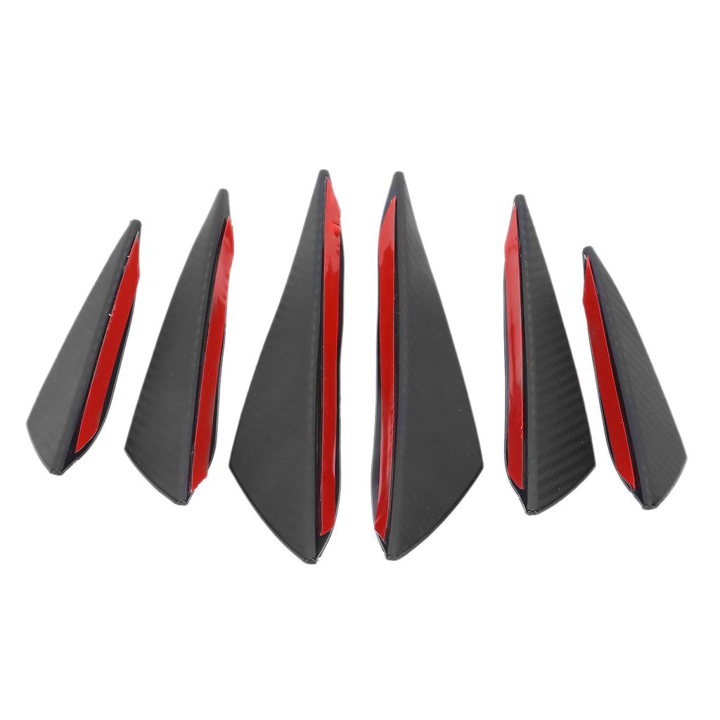 6pcs Front Bumper Lip Fin Splitter Canard Sticker Black Carbon Fiber Style Car Styling Universal