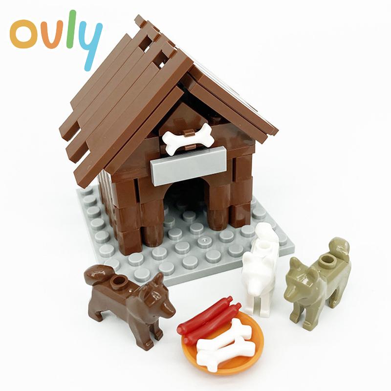 Ovly Фермерская конура DIY Building Block MOC PartsPuzzle Set with Garden Cannel Animals Dog House Nest Kit Kids Gift with Manual
