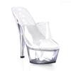 Women's Dance Shoes Summer High Heels 15cm Stiletto Heel Clear Crystal Sandals Model Shoes YKC