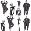 Cozy Nightmare Before Christmas Jack Pattern Sleepwear Jumpsuit With Hood And Tuxedo Design