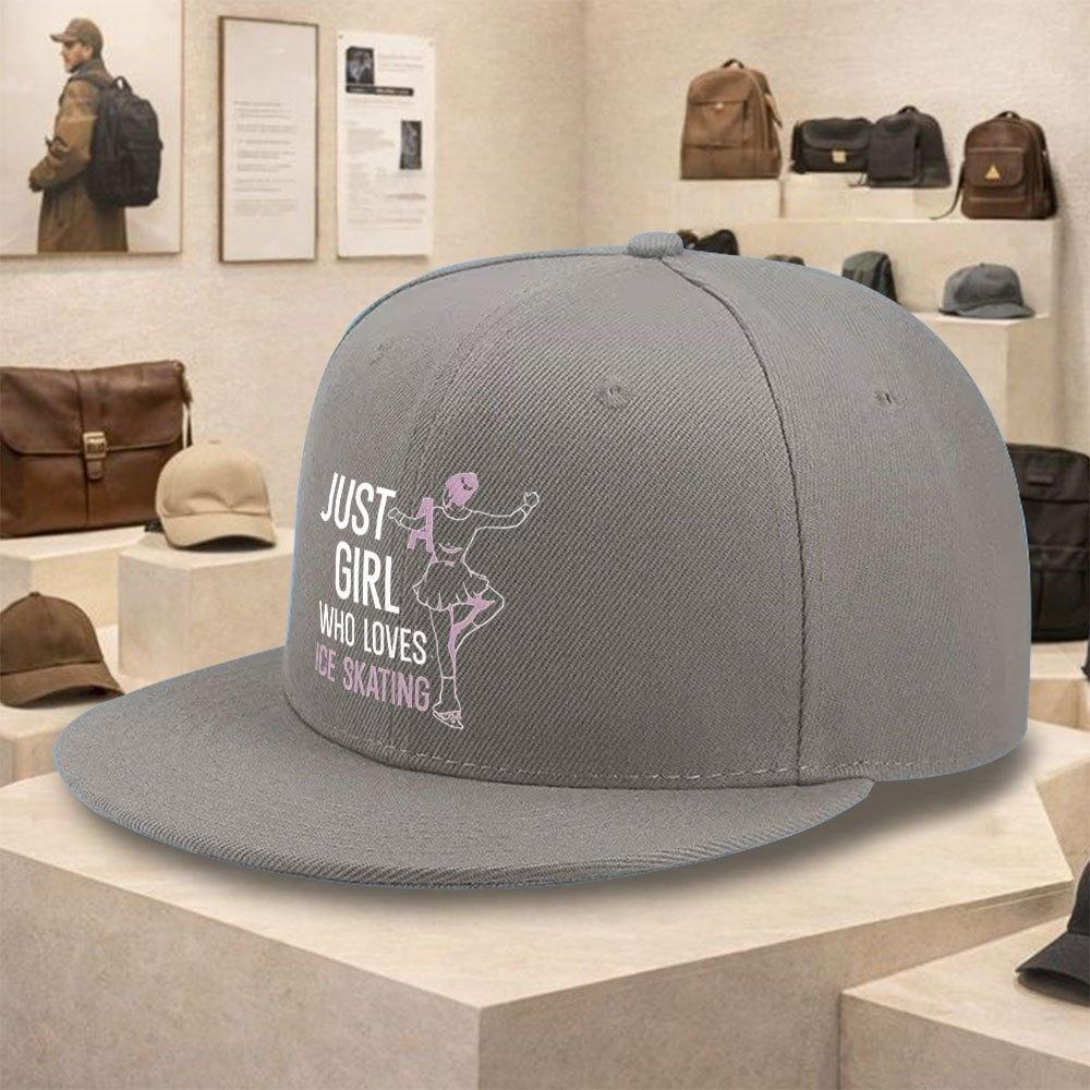 Ice Skating Girl Graphic Baseball Cap Adjustable Polyester Snapback Hat for Casual Street Wear
