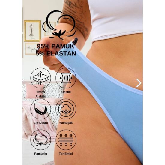 Женские трусики-стринги из хлопка — 5 разных цветов в одной упаковке