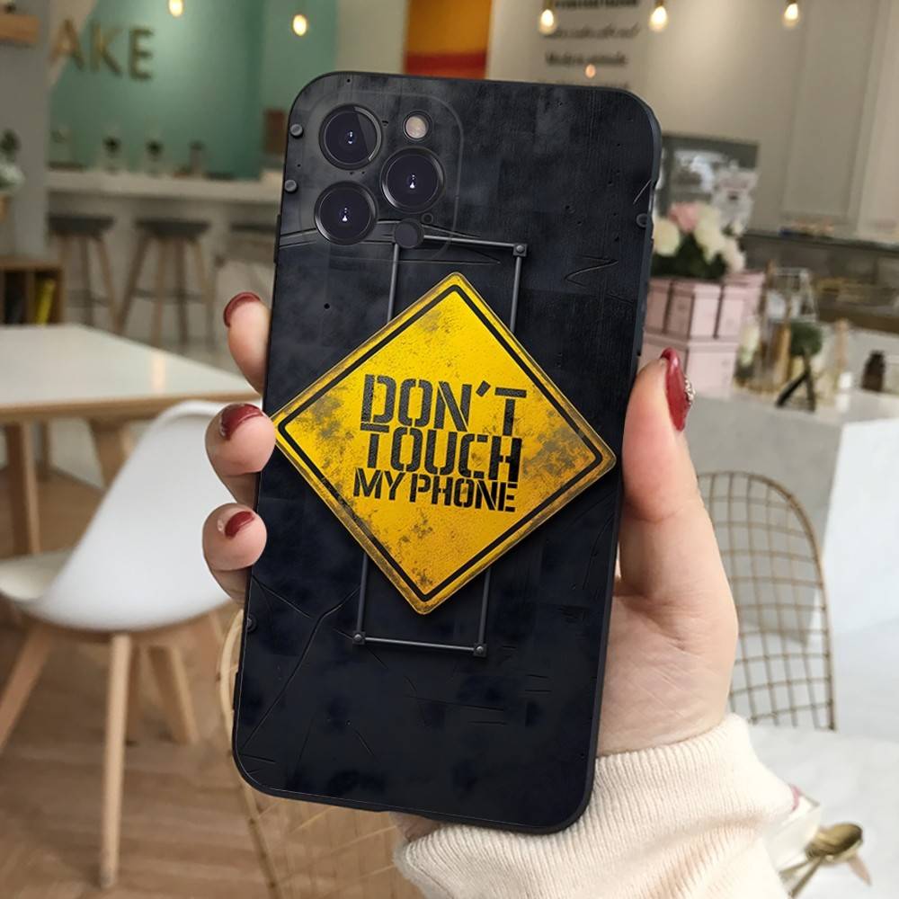 Чехол для телефона с рисунком "Не трогай мой телефон" для iPhone 17 16 15 14 13 12 11 Pro Max Plus Mini Мягкий черный чехол