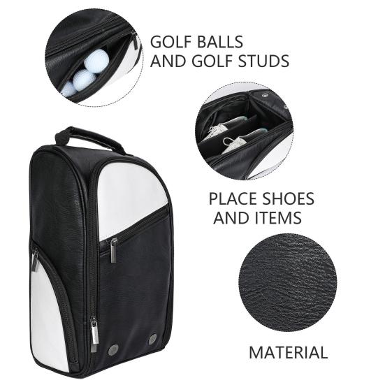 Сумка для обуви для гольфа с застежкой-молнией, большая вместимость, водонепроницаемая, износостойкая, спортивная сумка с ремешком и боковым карманом для аксессуаров