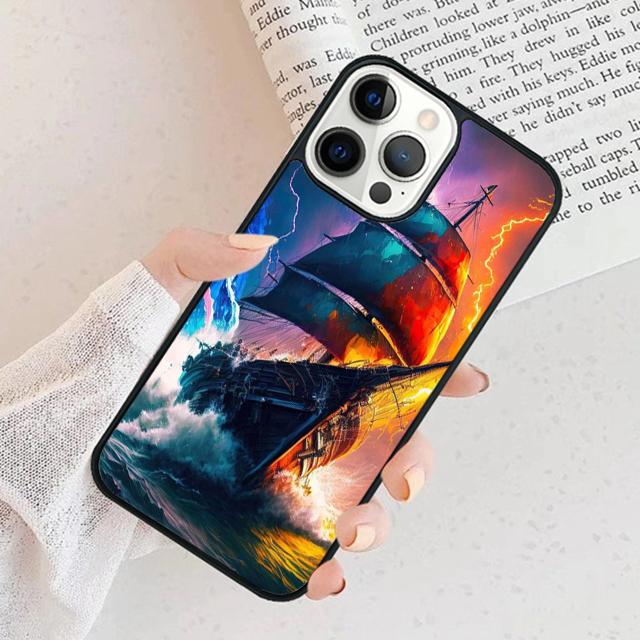 Чехол для телефона 'Пиратский корабль в море' Для iPhone 17 Air 15 16 Чехол 11 13 14 Pro Max 12 Plus Max Fundas