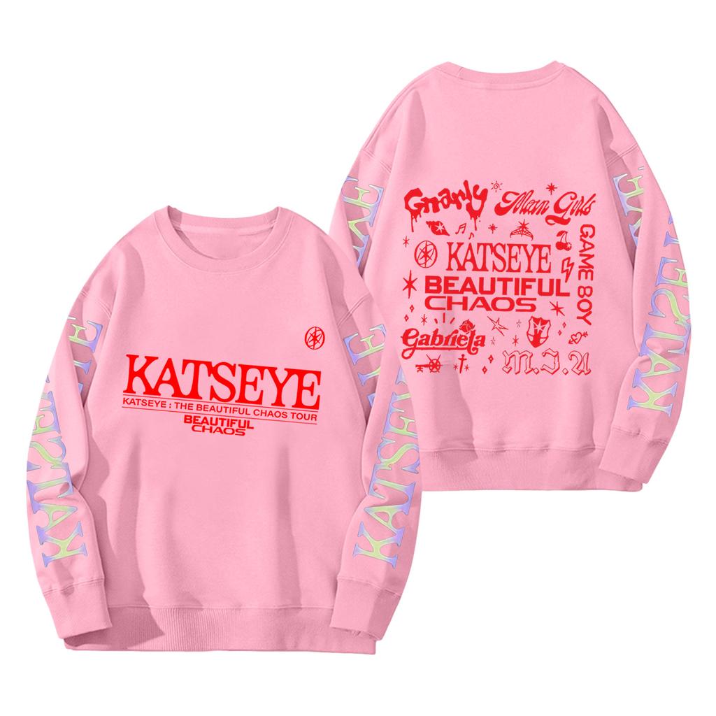 Women's Fashion Long Sleeve Print Round Neck Loose Pullover Sweater Top