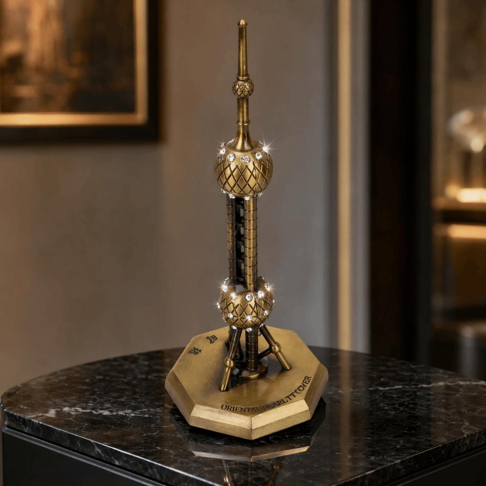 Electroplating Workmanship TV Tower Building Replica Shanghai Souvenir Model  China Tour Souvenir