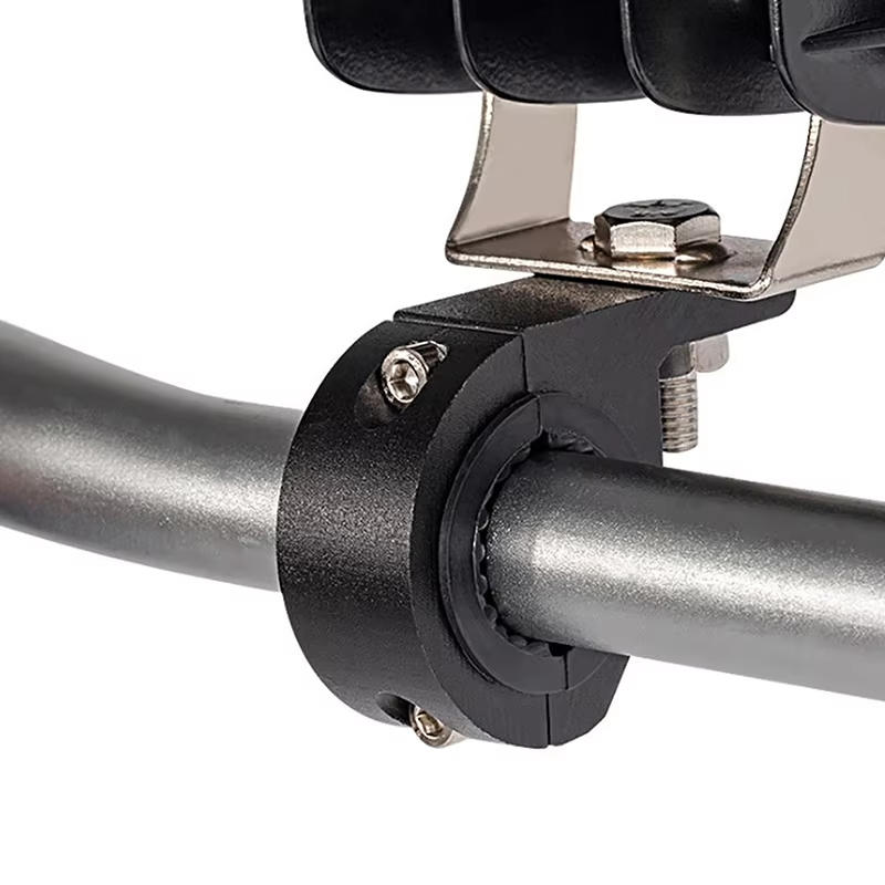 Universal Motorcycle LED Spotlight Mount Bracket - 360° Rotating Aluminum Clamp with Expansion Fixing, Shockproof for Off-Road & Street Use