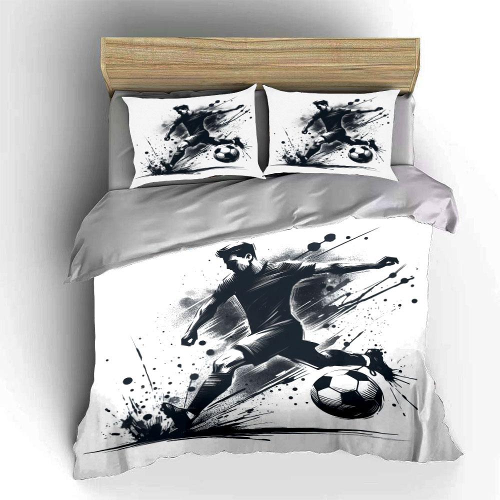Soccer player and ball. Bedding sets Duvet cover sets Duvet covers Pillowcases(1*Duvet Cover 2*Pillowcases without duvet insert)