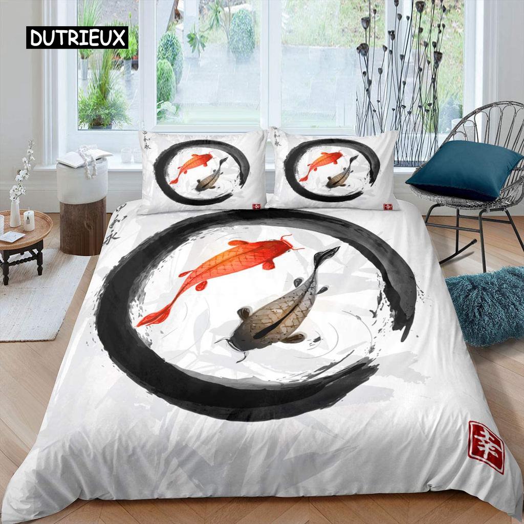 Комплект постельного белья «Золотая рыбка» с изображением океана, комплект постельного белья «Волна и всплеск», полиэстер, абстрактное искусство, односпальное одеяло «Королева»