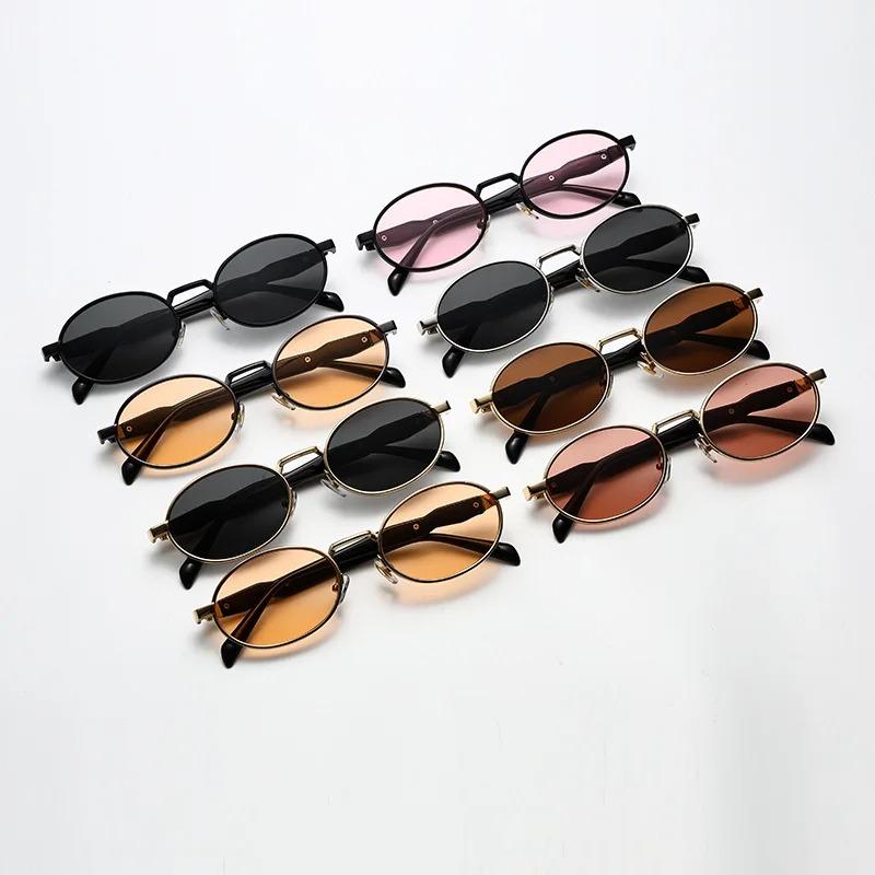 Steampunk Sunglasses Retro Women's Oval Sunglasses Fashion Men Punk Style Classic Retro Small Metal Brand Glasses UV400